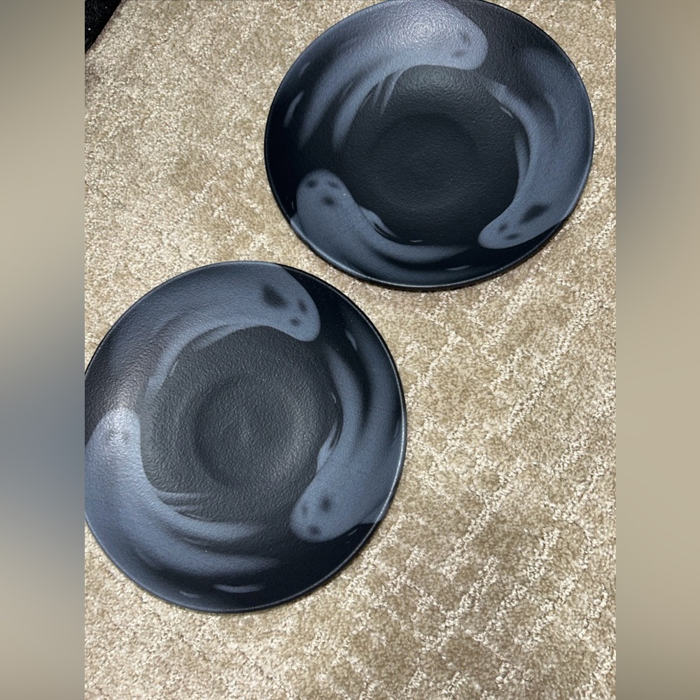 Set of 2 Mesa Brasil Halloween Flying Ghost Black Salad / Soup Bowls  8" Brazil